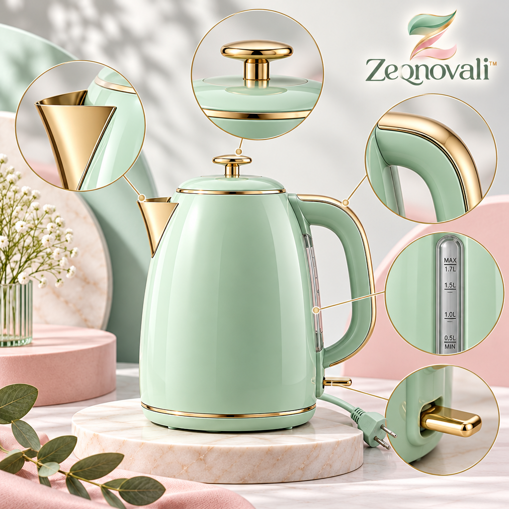 Zeqnovali™ Mint Electric Kettle view 3