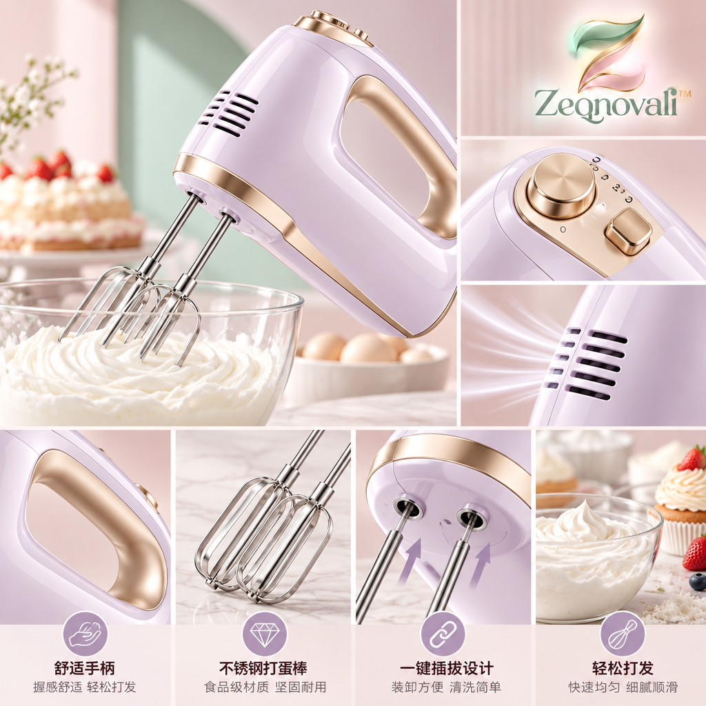Zeqnovali™ Lilac Hand Mixer view 3