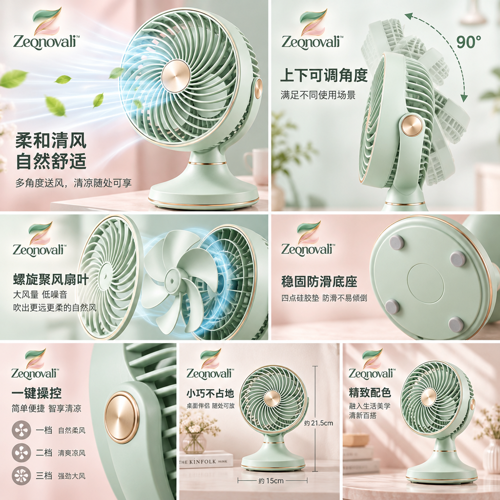 Zeqnovali™ Breeze Desktop Fan view 3