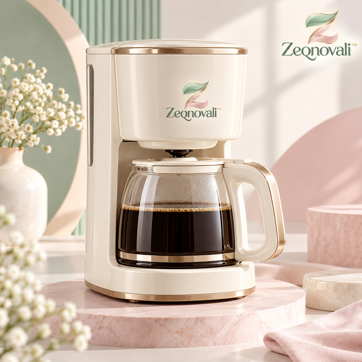 Zeqnovali™ Cream Drip Coffee Maker view 1