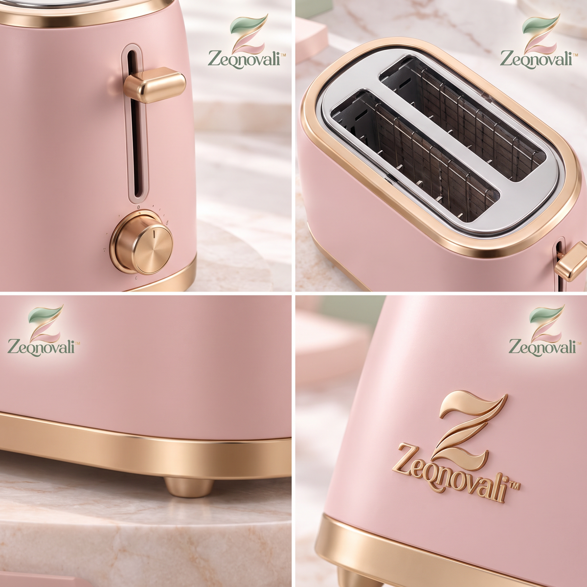 Zeqnovali™ Blush Two-Slice Toaster view 3