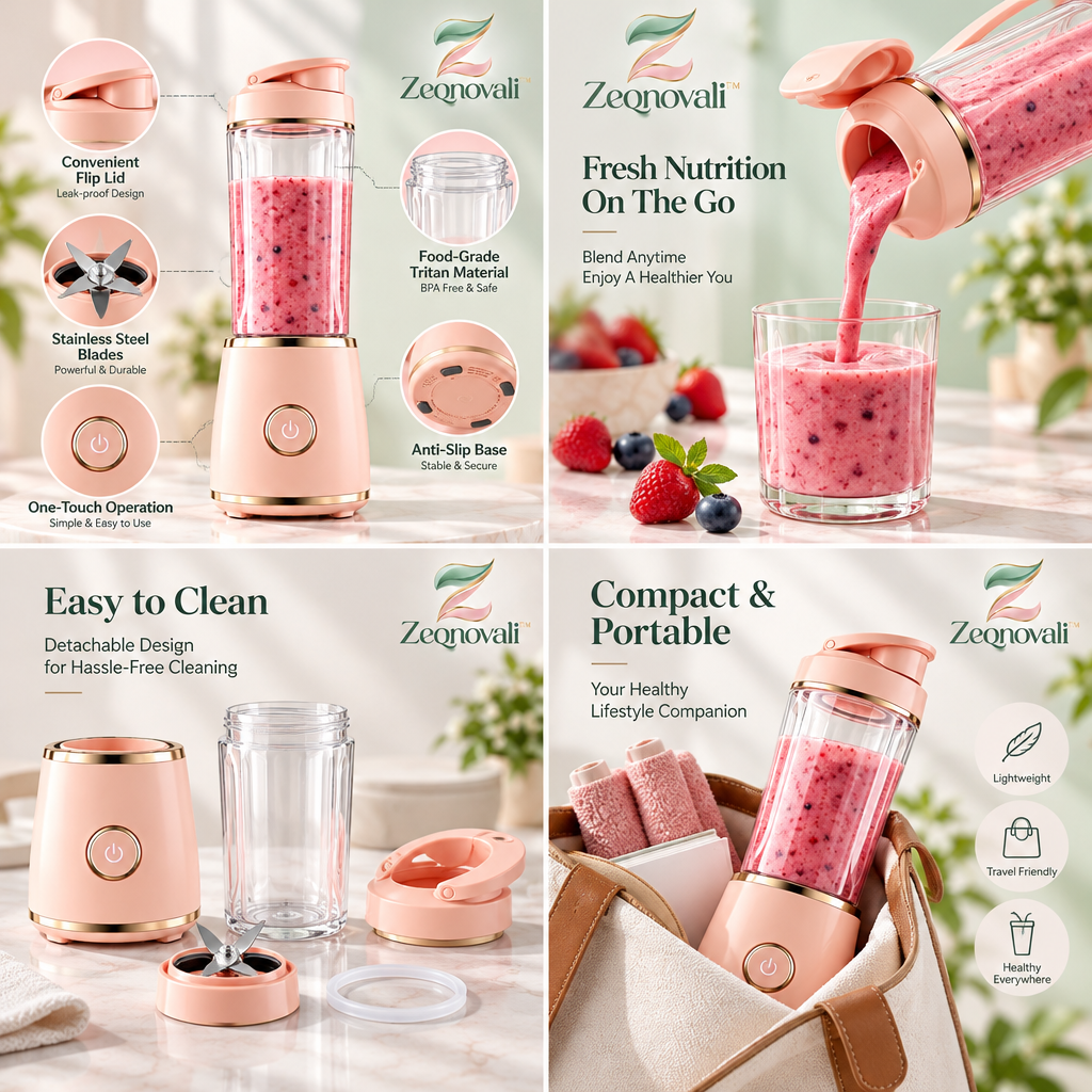 Zeqnovali™ Peach Personal Blender view 3
