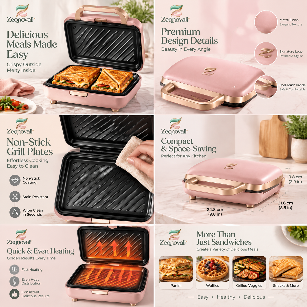 Zeqnovali™ Rose Sandwich Press view 3